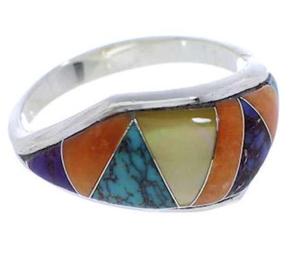 Multicolor Southwestern Sterling Silver Ring Size 8-3/4 EX50448